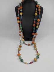 Colorful Handmade Paper Bead Multi Strand Necklace Recycled Paper Beads Boho