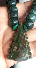 Aztec serpentine stone MACUAHUITL handmade and adjustable necklace.