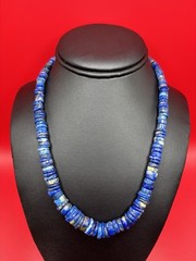 Lapis Lazuli Heishi Beaded Necklace Lobster Clasp Handcrafted 20”