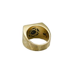 Lion of Judah In 14K Yellow Gold Jewish Men’s Ring Diamond Black Onyx Signet