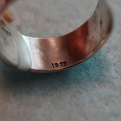 Sterling Wedding Band «I DO» size 6 1/2; Made in USA by Peggy Johnson, 1993