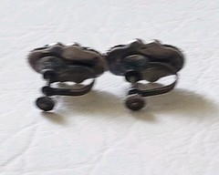 Vintage Green Onyx Stones Mexico Sterling Silver 925 Screw Back Earrings