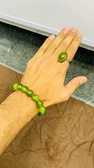 Very Beautiful Natural Serpentine Jade Bracelet Green Gemstone Beaded Bracelet
