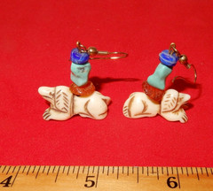 Dog Fetish Earrings – Bone, Amber, Turq., Lapis, Drop Style (hook) -1 in.