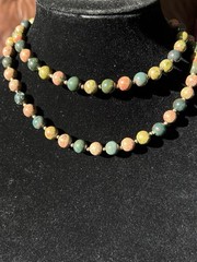 Unakite & Dragon Blood Jasper Gemstone Beaded 34 Inches Necklace