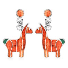 Peruvian Artistry Multi Gem 2.00ctw Orange Llama Earrings Sterling Silver