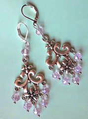 chandelier ROSE PINK Faceted Crystal earring SP LEVERBACK FRM
