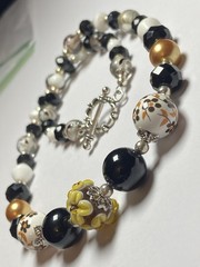 Artisan Handcrafted Art Deco Lampwork Glass Jewelry Amber fromChaos Necklace #9