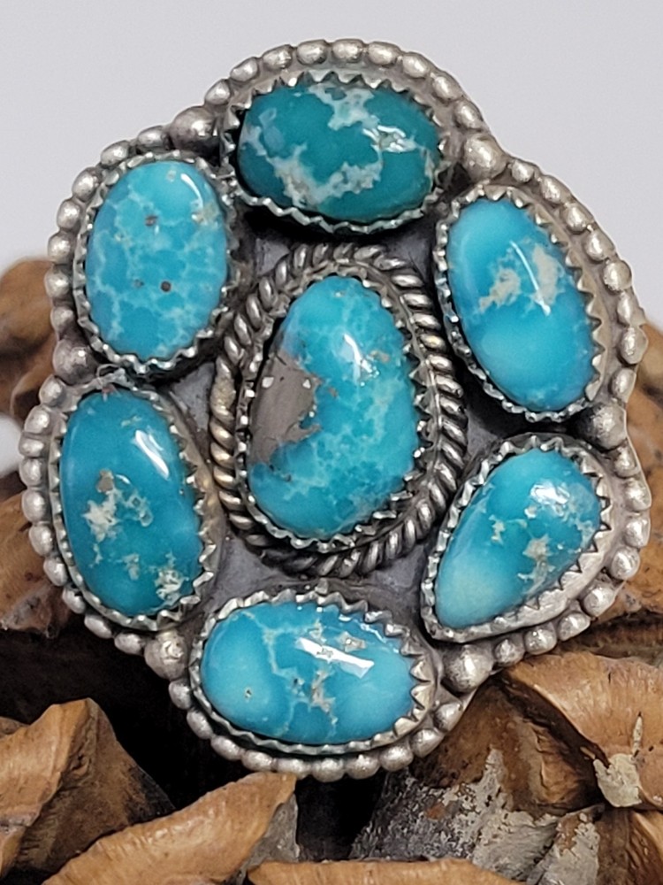 White Water Turquoise- Adjustable cluster ring – SS 925 – handmade