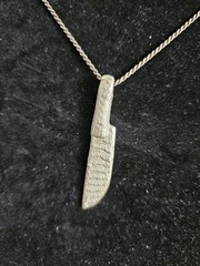 Sterling Silver Chefs Knife Pendant 925. Damascus Style Handmade
