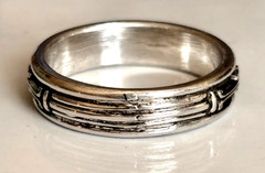 Greek Pillars Patterns Band Ring 999.Pure Fine Silver Bold, Pillars Design