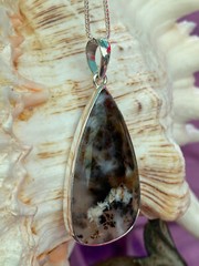 Russian Dendrite Agate & Sterling Silver Handcrafted Artisan Teardrop Pendant