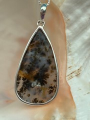 Russian Dendrite Agate & Sterling Silver Handcrafted Artisan Teardrop Pendant