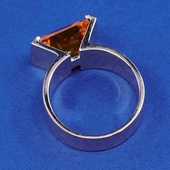sz 9, vermeil gold over sterling silver handmade ring, modern 925 w/ crystal