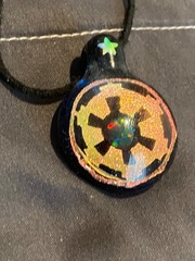 Handmade Glass Pendant Necklace Opal Inlay Galactic Empire Star Wars Inspired