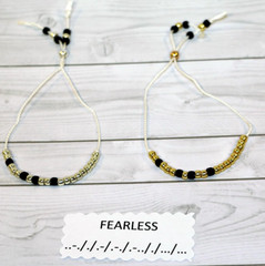 Morse Code Bracelet, FEARLESS, Adjustable, Hidden Message/Custom/Name/Stackable