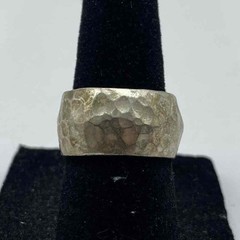 Silpada Hammered Cuff Ring Retired 925 Sterling Silver Wide Band Size 5.75