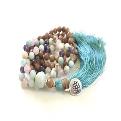 Natural Sandalwood 108 Knot Necklace Yoga energy mala Reiki Wristband Yoga
