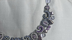 Lovely Ayala Bar Necklace with Earrings in Lavender Purple Mauve Color.
