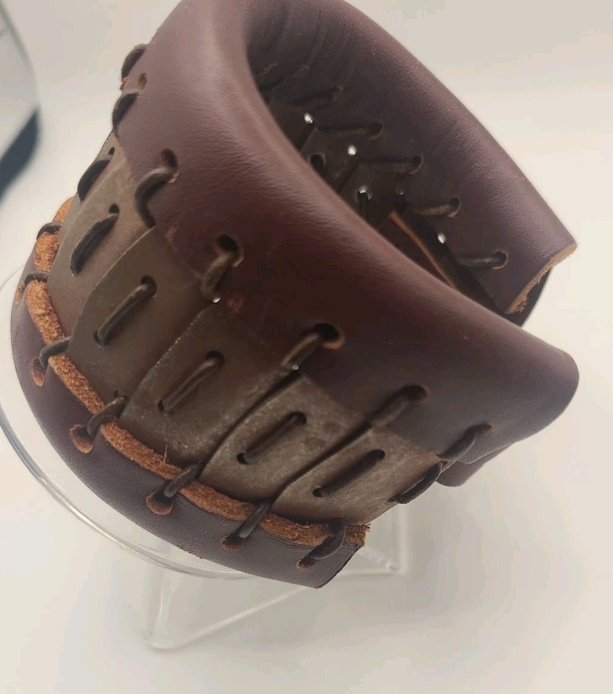 Artisan Crafted Chunky Grunge Leather Rusty Metal Bracelet 6.5″-8.5″ Punk