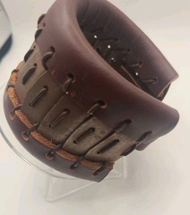 Artisan Crafted Chunky Grunge Leather Rusty Metal Bracelet 6.5″-8.5″ Punk