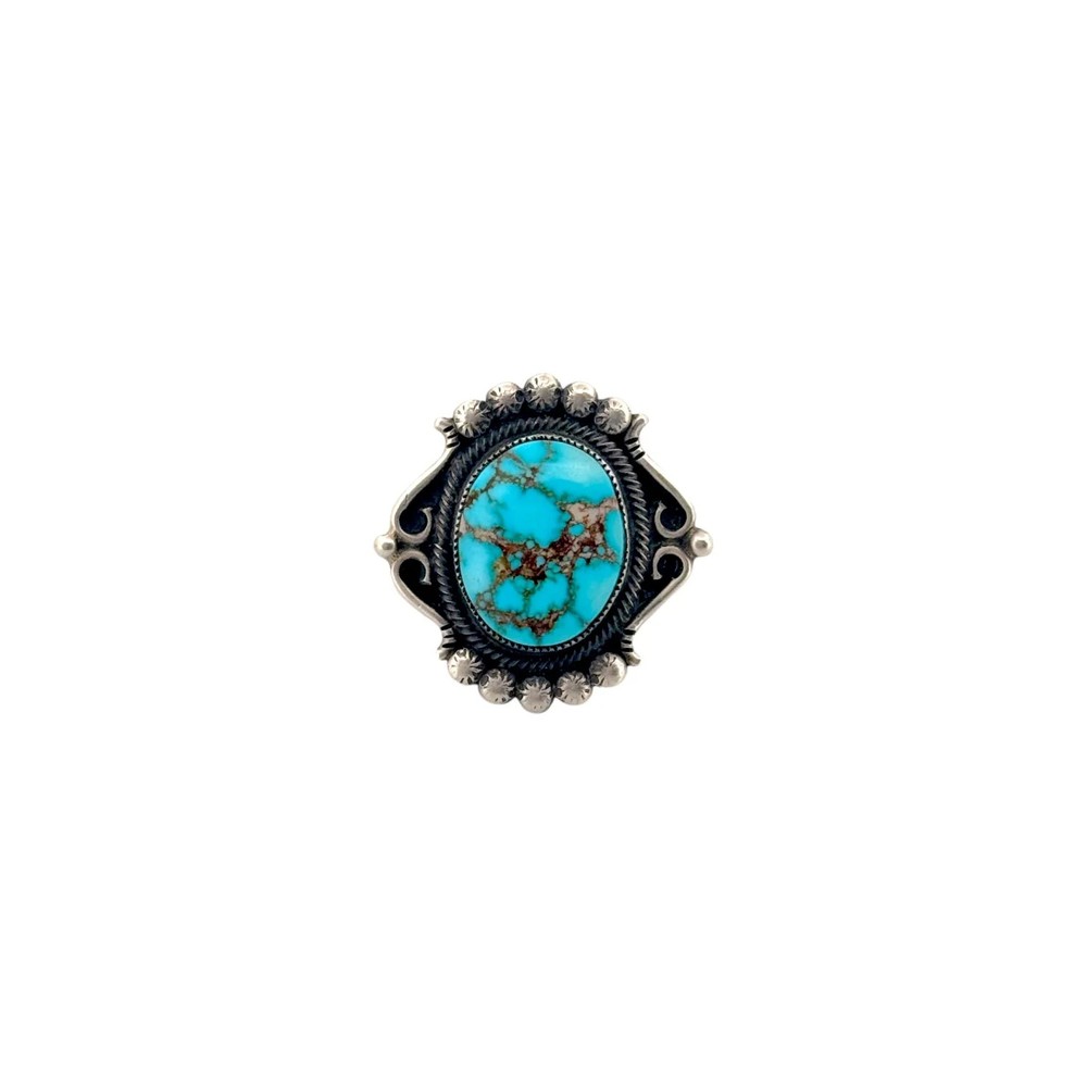 Calvin Martinez, Ring, Water web Kingman, Sterling Silver, Navajo, 8