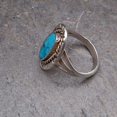 Vintage Sterling Silver Turquoise Ring Size 7.5 Southwestern Native Style