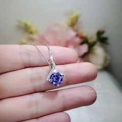 Simple Amethyst Necklace Gemstone 2CT Bowknot Created Purple Gemstone Pendant