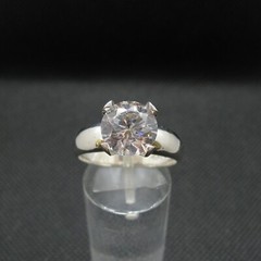 Genuine Sterling Silver Engagement Ring Solid Hallmarked 925 10mm Cubic Zirconia