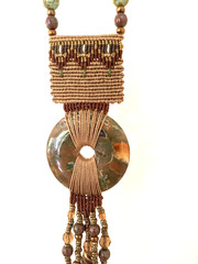 JOAN BABCOCK MICRO-MACRAME CAVANDOLI KNOTTED NECKLACE w NATURAL GREEN JASPER
