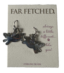 NEW Vintage FAR FETCHED Flying Pig Earrings .925 Sterling Silver EW239 NWT