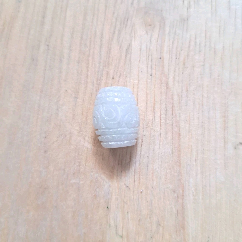 Genuine Burmese Jadeite Barrel Pendant Hand Carved Bead Natural White A 27