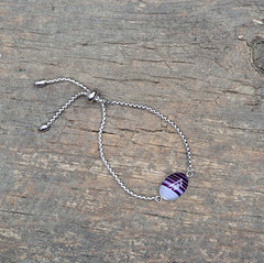 Purple Agate 18mm x 13mm Stainless Steel Adjustable Length Bracelet