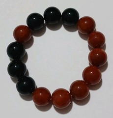 Chinese Natural Red Agate Obsidian Ball Bracelet 18mm