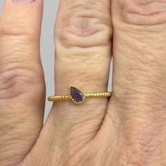 Blue Iolite Ring Gold Plated 925 Sterling Silver US Size 7 Stackable