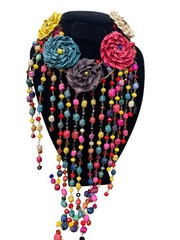 Handcrafted Multicolor Beaded Statement Necklace & Earring Set SKU 9685