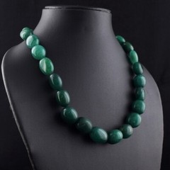 Very Attractive Enhanced Green Emerald 650.00 Cts Beaded Necklace VK 21 E592