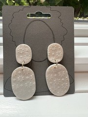 Handcrafted White Polymer Clay Snowflake Dangle Hook Earrings 2 Pairs