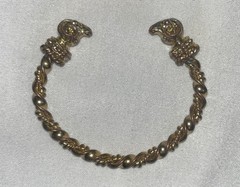 Viking Norse Bracelet, Pagan Ram Head Torque Twisted Heavy Mixed Metals