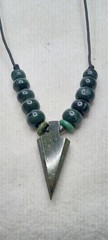 Arrowhead Serpentine with Guatemala Jade handmade necklace, hand braided.