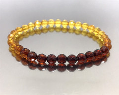 Amber Bracelet Gift FACETED Round Beads Baltic Amber Ombre Rainbow Colorful 8016