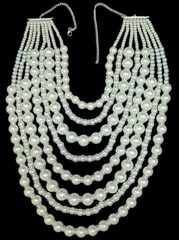 Heavy 8 Layered Chunky Creamy White Faux Pearls Statement Bib 24″Inch Necklace