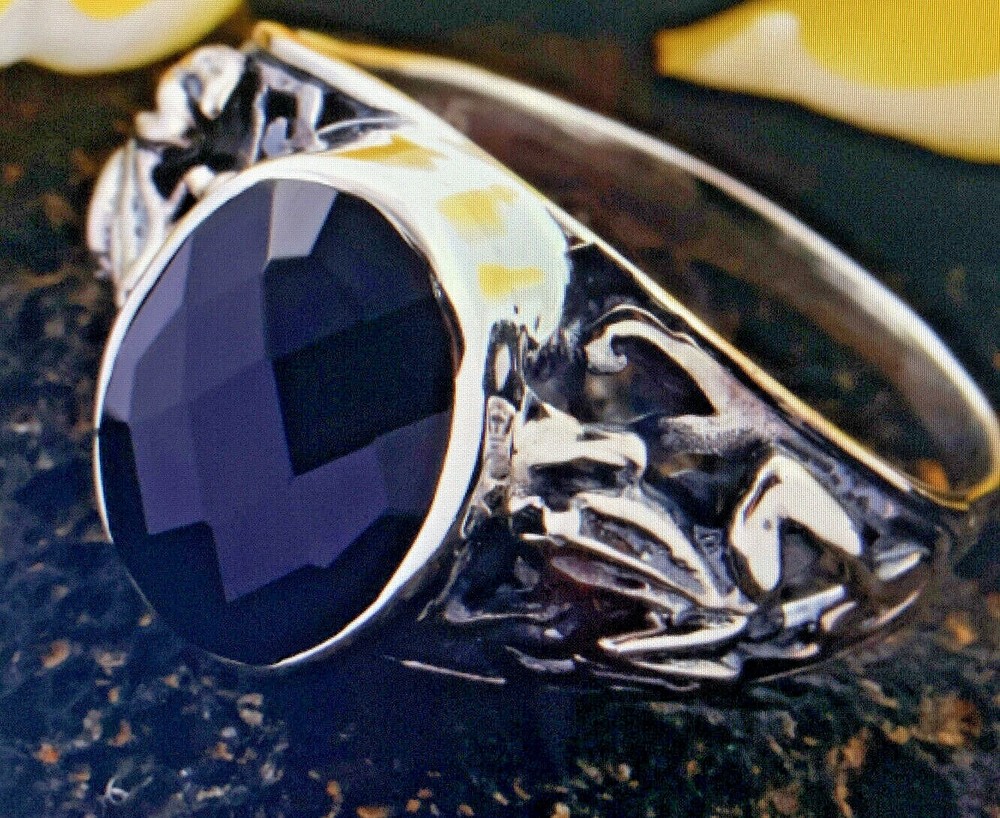 Bali Legacy Natural Thai Black spinel 7.50 CTW ring size 6 in silver