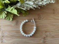 New Pearl & Sterling Silver Handmade Bracelet Blessings & Beads 7 1/4 in. – B631