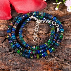Natural Ethiopian Black Opal Beaded Necklace Welo Fire Opal Multicolor Jewelry