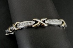 Bracelet Tennis Cubic Zirconia Stones Sterling Silver 925 Gold Vermeil Accents