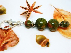 Unakite Bead Decorative Only Zipper Charm or Purse and Bag Beaded Tassel