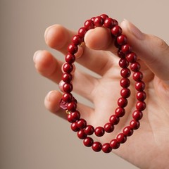 Women’s Fashion Bracelet with Two Rows of Cinnabar-Style Beads