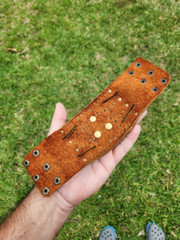 Shark fossil cuff bracelet genuine Buffalo Bison Leather to wrist size