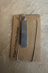 Cari’s Crazy Creations Handcrafted Silver Bar Pendant Snake Chain Necklace